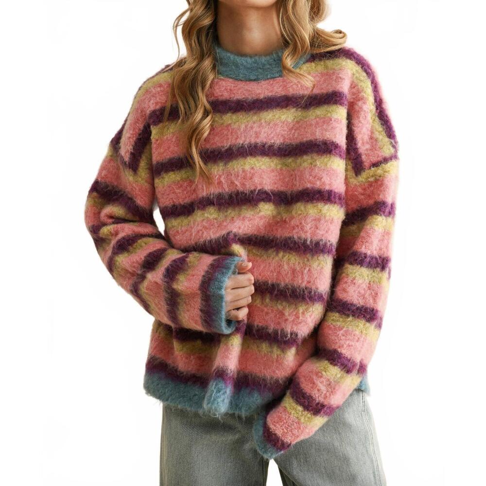NEW MIOU MUSE brushed effect striped sweater